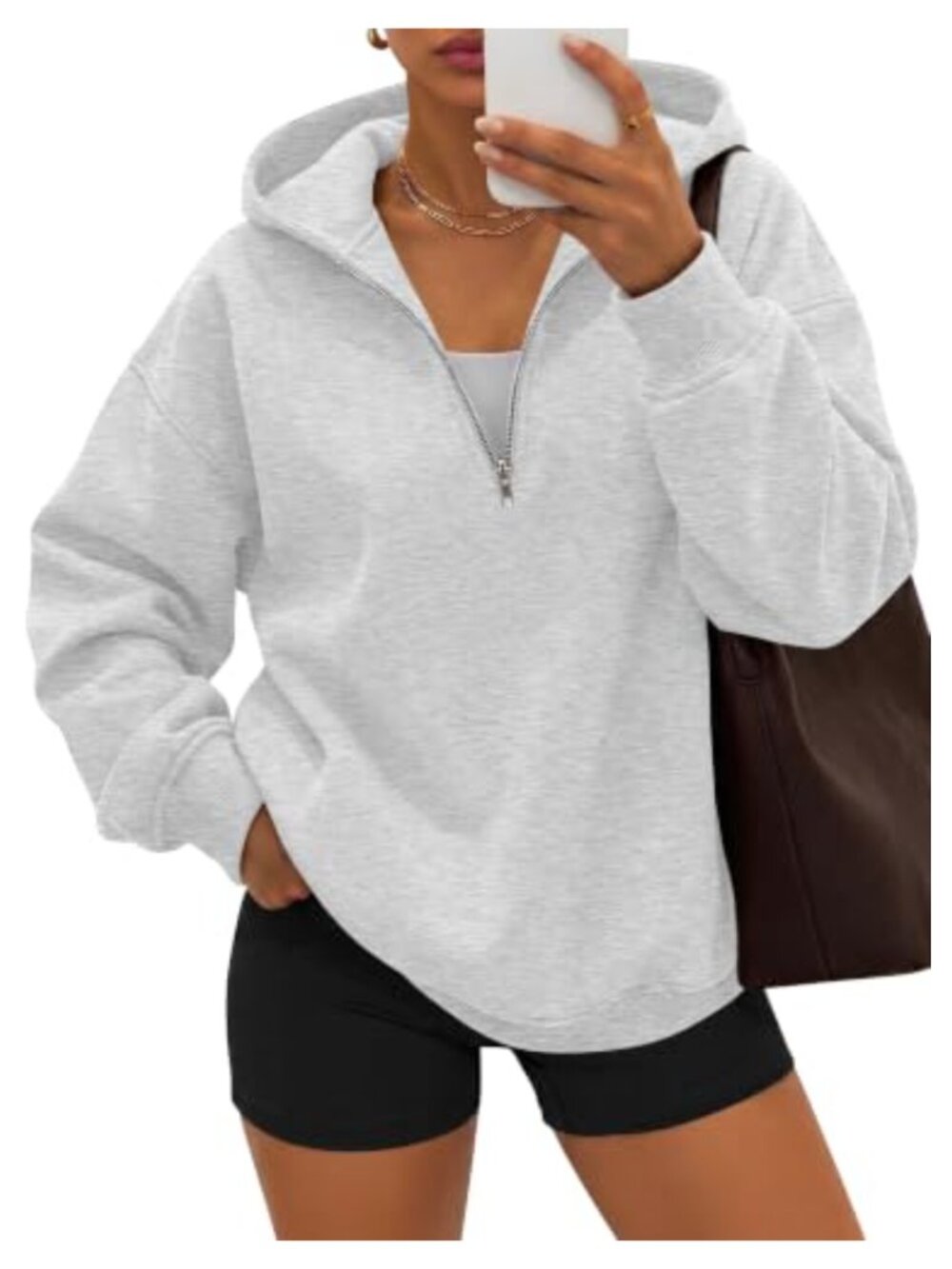 Oversized Quarter Zip Hoodie Long Sleeve Pullover Casual Sweatshirt